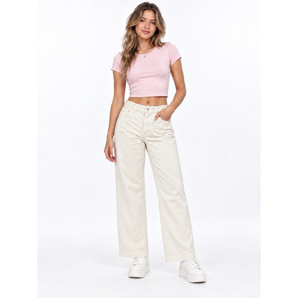 Juicy Couture 28 Ivory Corduroy Wide Leg Crop Pants High Rise Y2K NWT 26 In